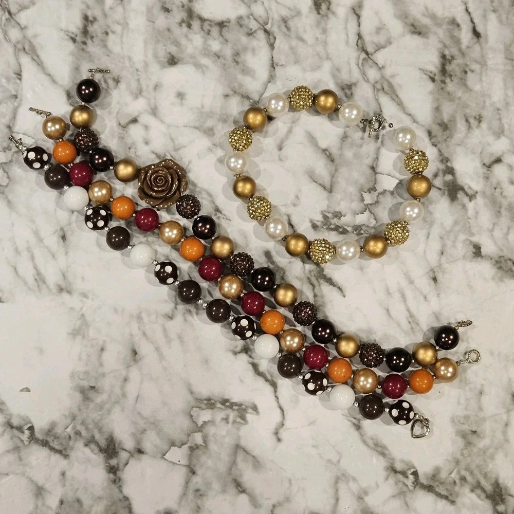 4 Fall‎ Chunky Bead Necklaces Kids ~16